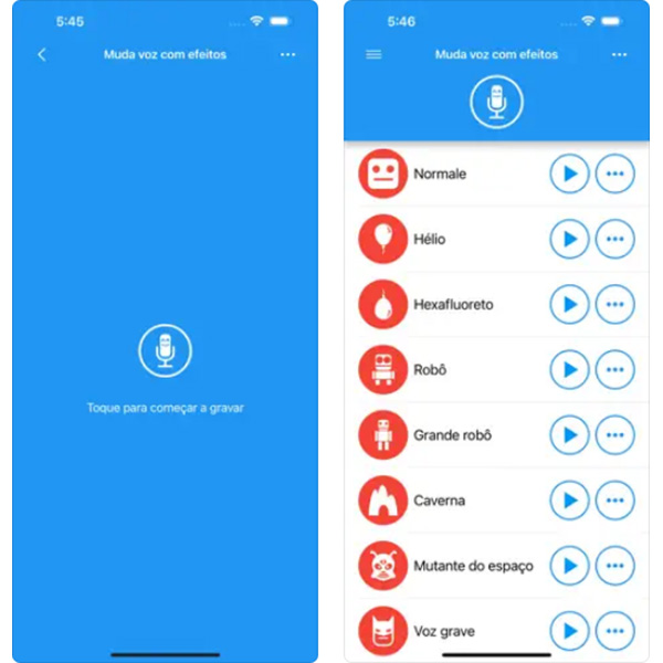Muda voz com efeitos aplicativos mudar voz